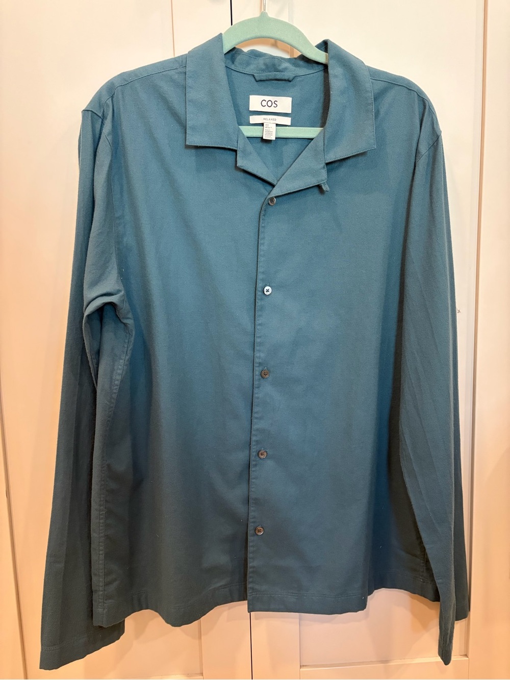 COS Relaxed Fit Long Sleeve Shirt – Teal Blue – Men’s Small